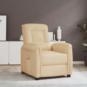 vidaXL Poltrona de massagens tecido de microfibra cor creme