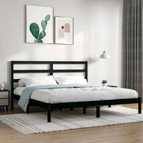 Estrutura de cama super king 180x200 cm madeira maciça preto