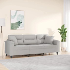 vidaXL Sofá 3 lugares c/ almofadões 180 cm microfibra cinza-claro