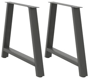 Pés para mesa de jantar em formato A, 2 peças, antracite, 100x(72-73)