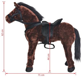 Cavalo de montar em peluche castanho escuro XXL