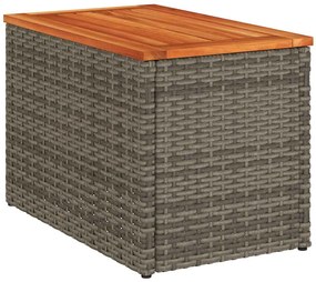 Mesas de apoio p/ jardim 2 pcs vime PE/madeira maciça cinzento