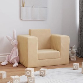 Sofá infantil pelúcia macia cor creme