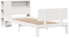 Cama com estante sem colchão 90x190 cm pinho maciço branco