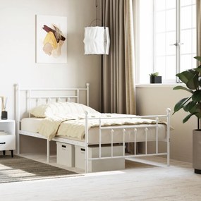 vidaXL Estrutura de cama com cabeceira e pés 100x200 cm metal branco