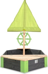 Caixa de madeira para areia para crianças forma barco Aksent 190 x 90 cm cinzento