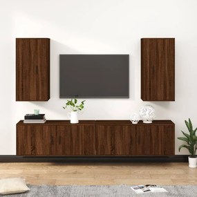 vidaXL Conjunto móveis de TV 4pcs madeira processada carvalho castanho