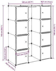 Armário plástico modular 9 gavetas 109x36,5x143 cm branco