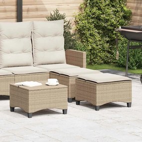 vidaXL Bancos de jardim com almofadas 2 unid 55x55x36 cm vime PE bege