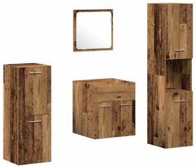 Conjunto de Móveis para Casa de Banho 4 Peças Madeira Antiga