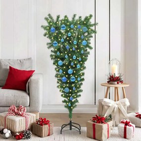 vidaXL Árvore de Natal Artificial Pré-iluminada Invertida com Conjunto de Bolas