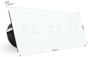Interruptor tátil 6 botões + função controlo remoto, Painel frente cinzento vidro temperado