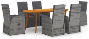 vidaXL 7 pcs conjunto de jantar para jardim cinzento