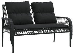 4 pcs conjunto de sofás para jardim c/ almofadões vime PE preto