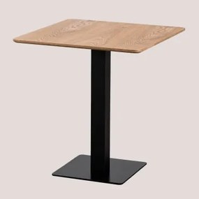 Mesa De Bar Quadrada Em Chapa De Freixo Espresso ↔︎ 70 Cm & Preto - Sklum