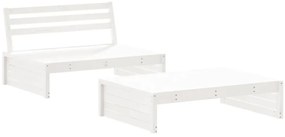 2pcs conjunto lounge jardim c/ almofadões madeira maciça branco