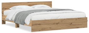 Cama com cabeceira de carvalho artesanal – 180 x 200 cm, feita de made