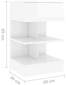 Mesa de cabeceira derivados de madeira branco brilhante