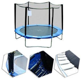 CAMA ELÁSTICA Ø244cm + Red Trampolim de Segurança Conjunto Jardin Carga Max 100Kg