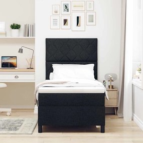 Cama Box com Colchão e Luz LED Preta 90x200 cm Tecido.