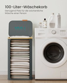 Cesto da roupa suja com tampa 42 x 32 x 70,5 cm, 100 litros, em tecido Oxford cinzento ardósia