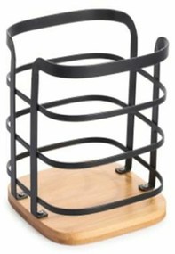 Organizador de Talheres DKD Home Decor 12 x 12 x 14,5 cm Natural Preto Aço