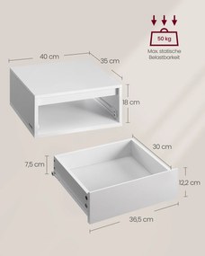 Conjunto de 2 mesas de cabeceira suspensas com luzes 35 x 40 x 18 cm branco