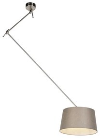 Candeeiro de suspensão em aço com cúpula em linho bege 35 cm - Blitz Country / Rústico