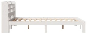 Estrutura cama c/ cabeceira 140x190 cm pinho maciço branco