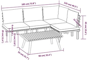 5 pcs conjunto lounge de jardim com almofadões acácia maciça