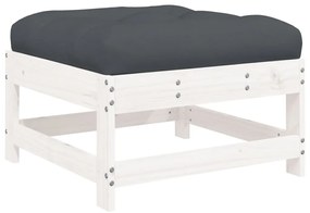 8pcs conjunto lounge jardim c/ almofadões madeira maciça branco