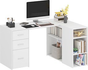 Secretária de Canto 140L x 100P x 75A cm, Arrumação Organizada, Branco
