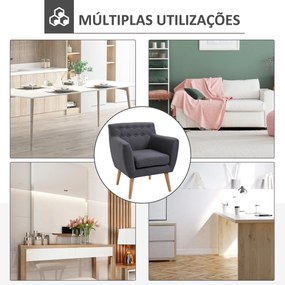 Poltrona de Sala de Estar Poltrona para Dormitório com Apoio para os Braços e Pés de Madeira 68x58,5x76 cm Cinza Escuro