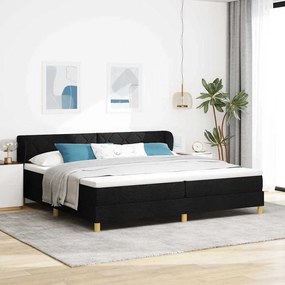 vidaXL Cama Box com colchão com cabeceira Preto 200 x 200 cm tecido