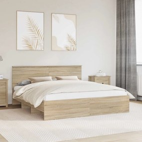 vidaXL Estrutura da Cama com cabeceira Carvalho Sonoma 180 x 200 cm