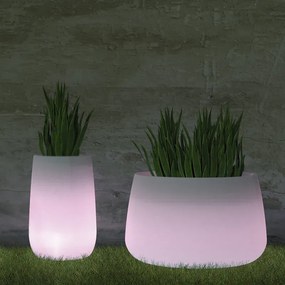 VASO REDONDO ALTO CAMELIA COM LUZ LED RGB BATERIA RECARREGÁVEL HOTEL, CASA, JARDIM, RESTAURANTE, BAR