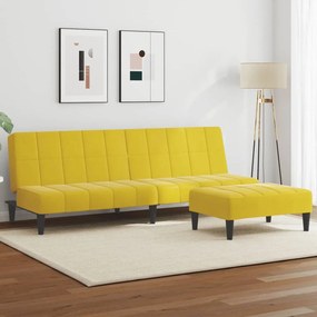 vidaXL Sofá-cama 2 lugares c/ apoio de pés veludo amarelo