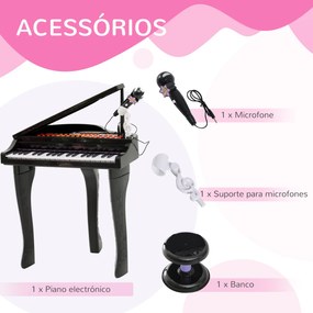 Piano para Crianças com 37 Teclas Piano Infantil com Microfone Banco L