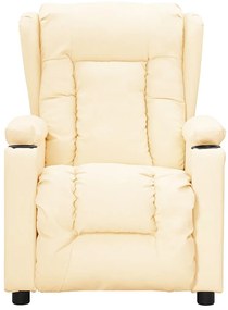 Poltrona de massagens elevatória couro artificial cor creme