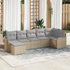 Conjunto de Sofá para Jardim vidaXL com Almofadas Bege Polirattan