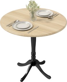 Mesa de jantar redonda para 4 pessoas, Ø 80 cm, (CADEIRAS NÃO INCLUIDAS) base em aço, estilo moderno, madeira natural e preta