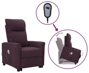 vidaXL Poltrona elevatória de massagens tecido roxo