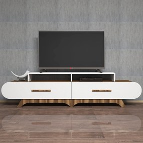 Suporte para TV Flora – Nogueira e Branco – 205x50x36,8 cm
