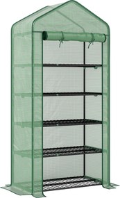 Outsunny Estufa de Jardim de 5 Prateleiras com 1 Porta com Fecho de Correr para Cultivo de Plantas em Terraço 90x49x193 cm Verde | Aosom Portugal