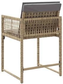Cadeiras de jardim com almofadões 4 pcs vime PE bege misturado