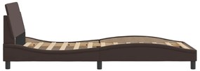 Estrutura cama c/ cabeceira 100x200cm couro artificial castanho