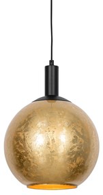 Candeeiro de suspensão design preto com vidro dourado - Bert Design