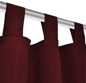 Cortinas de cetim + presilhas 2 pcs, bordeaux 140 x 175 cm