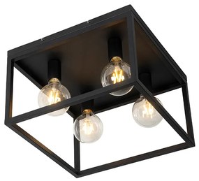 Candeeiro de teto industrial preto 40 cm 4 luzes - Cage Industrial