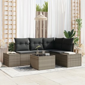 Conjunto de Sofá de Jardim com Almofadas Preto Rattan Poliéster